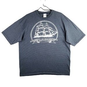 Vtg 1990 Charleston South Carolina Shirt Mens Large Blue Graphic USA MADE